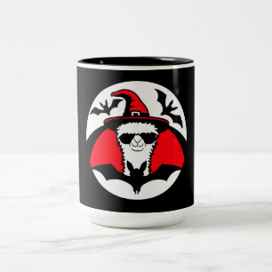Taza Bicolor Sombrero de Bruja de Halloween para Llama Murciéla