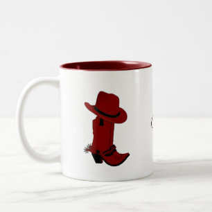 Taza Bicolor Sombrero Rojo Country & Botas 