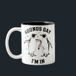 Taza Bicolor Sonidos de pingüino gay suenan gay estoy en vintag<br><div class="desc">Sonidos de pingüino gay suenan gay estoy en regalo vintage queer LGBTQ</div>