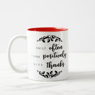 Taza Bicolor Sonreír a menudo - Piensa positivamente - Da las g