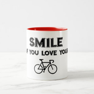 Taza Bicolor Sonríe Si Amas Tu Bicicleta