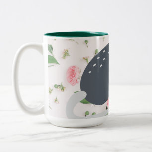 Taza Bicolor Sorprendente café de possum opositor Rosa con flor
