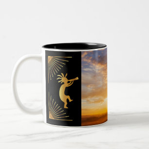 Taza Bicolor Southwestern Sun Kokopelli Coffee Mug