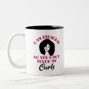 Taza Bicolor Soy birracial, no puedes tocar mis rizos