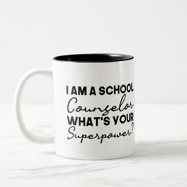 Taza Bicolor Soy consejero escolar ¿Cuál es tu superpoder? (Izquierda)