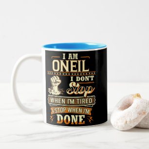 Taza Bicolor Soy Oneil. No Me Detengo Cuando Estoy Cansado