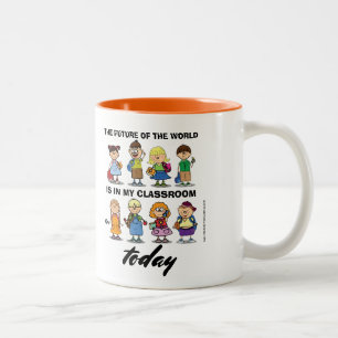Taza Bicolor Soy profesor. Niños de escuela y regalo de presupu