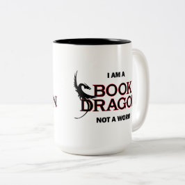 Taza Bicolor Soy un dragón del libro, no un gusano