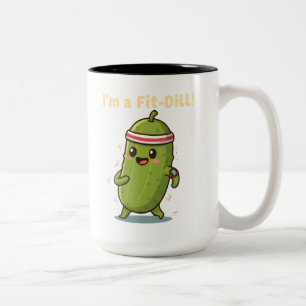 Taza Bicolor ¡Soy un Fit-Dill! Diseño divertido de pepino de fi