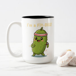 Taza Bicolor Soy un Fit-Dill! Diseño divertido de pun de pepino