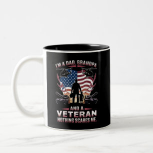 Taza Bicolor Soy un papá, abuelo y veterano del Día del Padre V