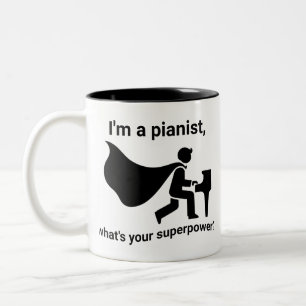 Taza Bicolor Soy un pianista, ¿cuál es tu superpoder?