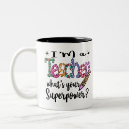 Taza Bicolor Soy un profesor, ¿cuál es tu superpoder en la escu
