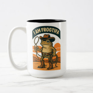 Taza Bicolor Soy un vaquero rana Tifa - divertida meme de rana