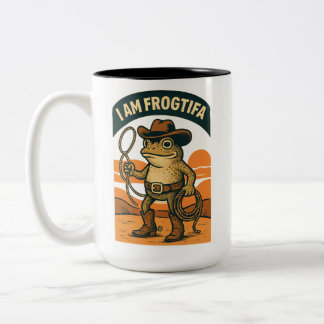 Taza Bicolor Soy un vaquero rana Tifa - divertida meme de rana