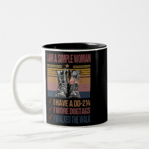Taza Bicolor Soy una mujer simple, tengo un par de uno cuatro t