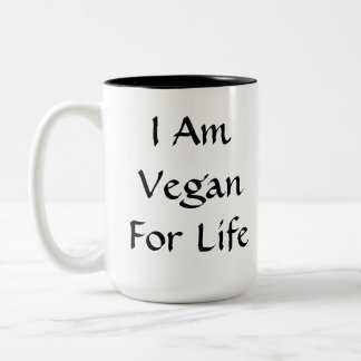 Taza Bicolor Soy vegano para la vida. Blanco y negro.