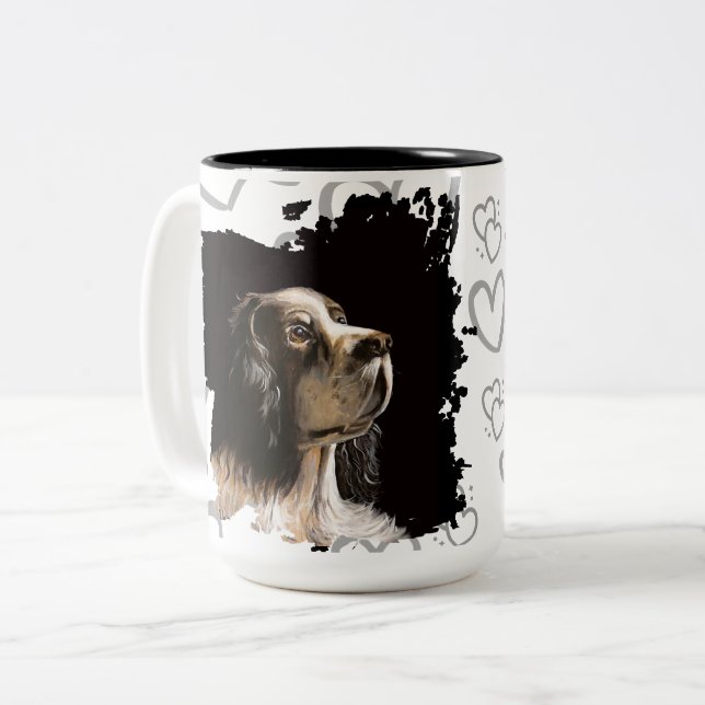 Taza Bicolor Spaniel dog love mug  (Anverso izquierdo)