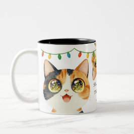 Taza Bicolor Sparkly-Eyed Cats Holy Calico Lights