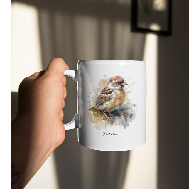 Taza Bicolor Sparrow de acuarela rusa, personalizado (Subido por el creador)