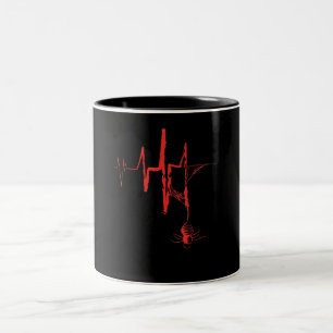 Taza Bicolor Spider Heartbeat Halloween Party Rojo Y Sangriento