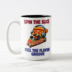 Taza Bicolor Spin That Slice Pizza DJ Combo