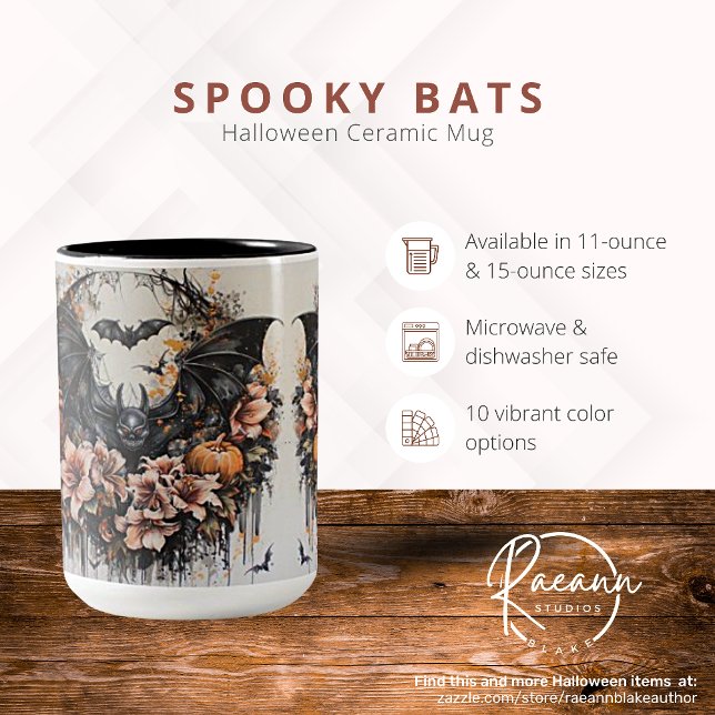 Taza Bicolor Spooky Bats Halloween Ceramic Mug (Subido por el creador)