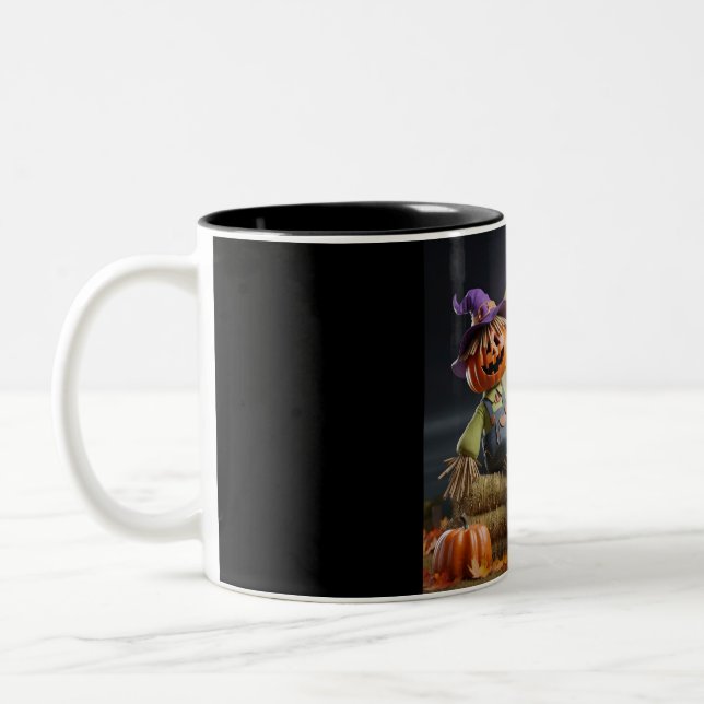 Taza Bicolor Spooky Scarecrow Halloween Mug (Izquierda)
