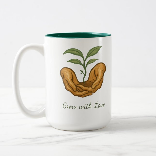 Taza Bicolor Spring Growth Mug - Earth Day, Plant, Gardening (Izquierda)