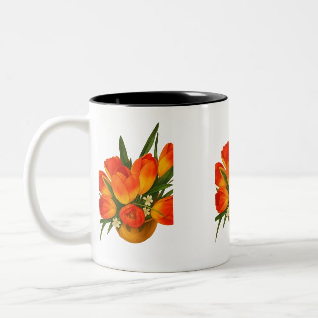 Taza Bicolor Spring Harmony – Orange & Yellow Tulips (Izquierda)