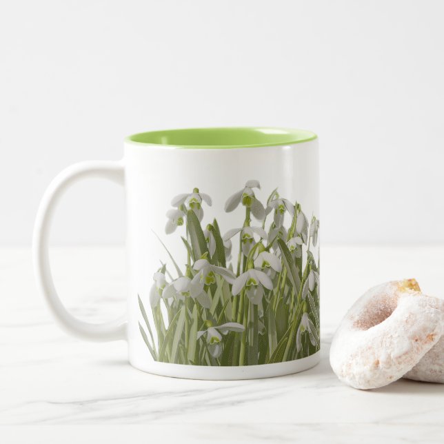Taza Bicolor Spring Snowdrops (Con donut)