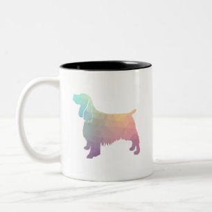 Taza Bicolor Springer Spaniel Perro Raza Geo Silhouette Pastel