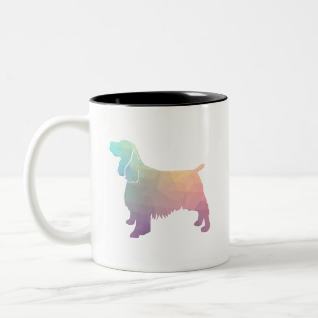 Taza Bicolor Springer Spaniel Perro Raza Geo Silhouette Pastel (Izquierda)