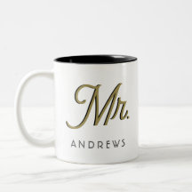 Sr. Modern Black Script Personalized Boda