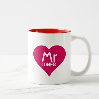 Taza Bicolor Sr. personalizado Mug en corazón rojo
