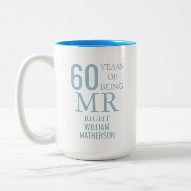Taza Bicolor Sr. Right Fun 60° aniversario del Boda (Izquierda)