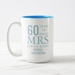 Taza Bicolor Sra. Right Fun 60° Aniversario del Boda