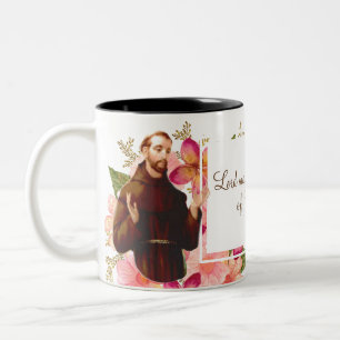 Taza Bicolor St Francis floral de la cita de Assisi