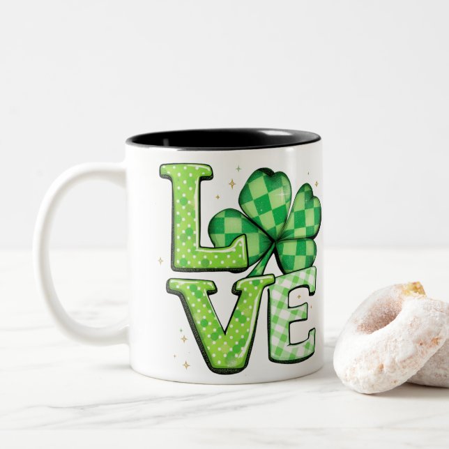 Taza Bicolor St. Patrick's Day Love Green Irish (Con donut)
