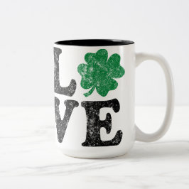 Taza Bicolor St Patrick's Day LOVE Shamrock Irish