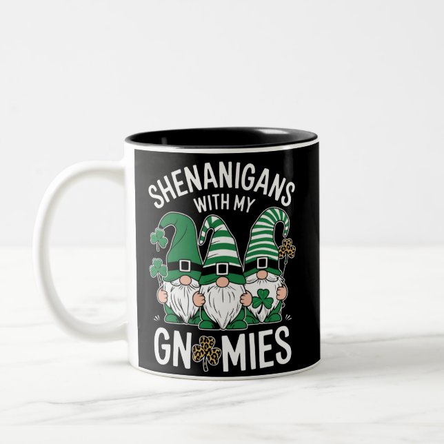 Taza Bicolor St Patricks Day Lucky Shamrock Leopard Gnomes (Izquierda)