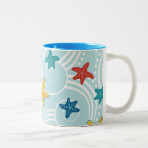 Taza Bicolor Starfish en Swirly Ocean