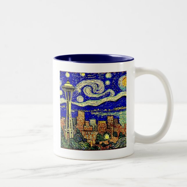 Taza Bicolor Starry Night Seattle Washington (Derecha)