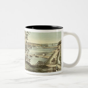 Taza Bicolor Staten Island y los estrechos del fuerte Hamilton