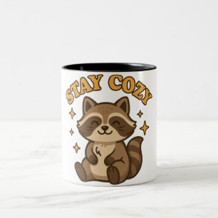 Taza Bicolor Stay Cozy   Ilustración de Animal Kawaii