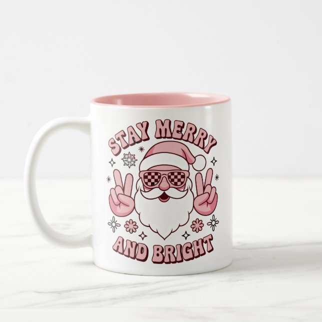 Taza Bicolor Stay Merry And Bright Christmas Ugly Xmas  (Izquierda)