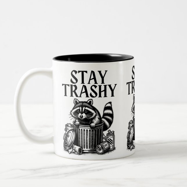 Taza Bicolor Stay Trashy Raccoon (Izquierda)
