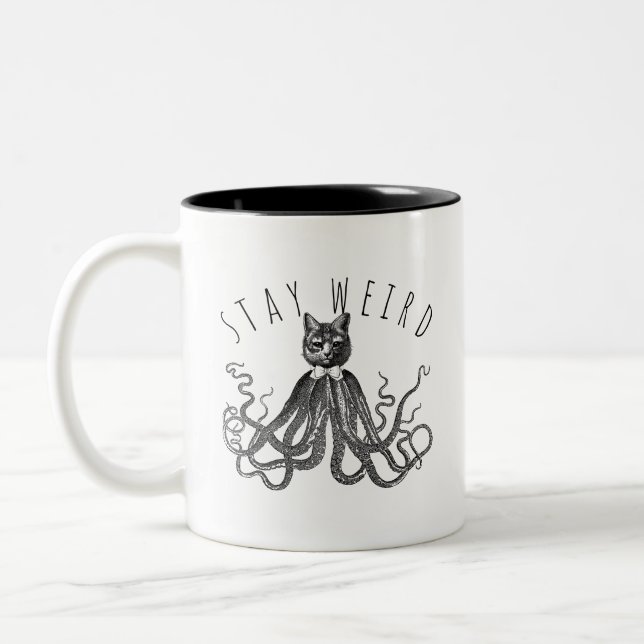 Taza Bicolor Stay Weird Catopus Cat and Octopus Mashup (Izquierda)