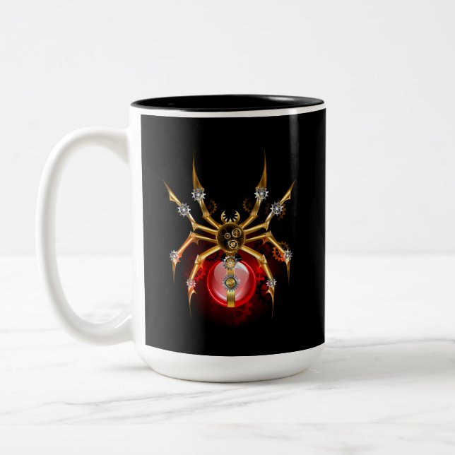 Taza Bicolor Steampunk spider on black (Izquierda)