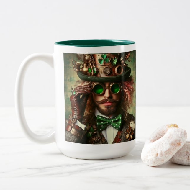 Taza Bicolor Steampunk St. Patrick (Con donut)